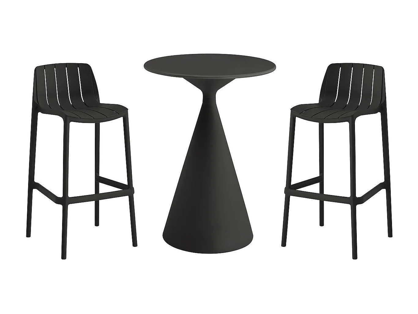 Table et chaises hautes de bistrot empilables "Vaena" - 2 places - Noir