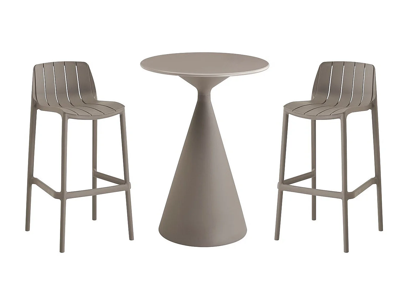 Table et chaises hautes de bistrot empilables "Vaena" - 2 places - Taupe