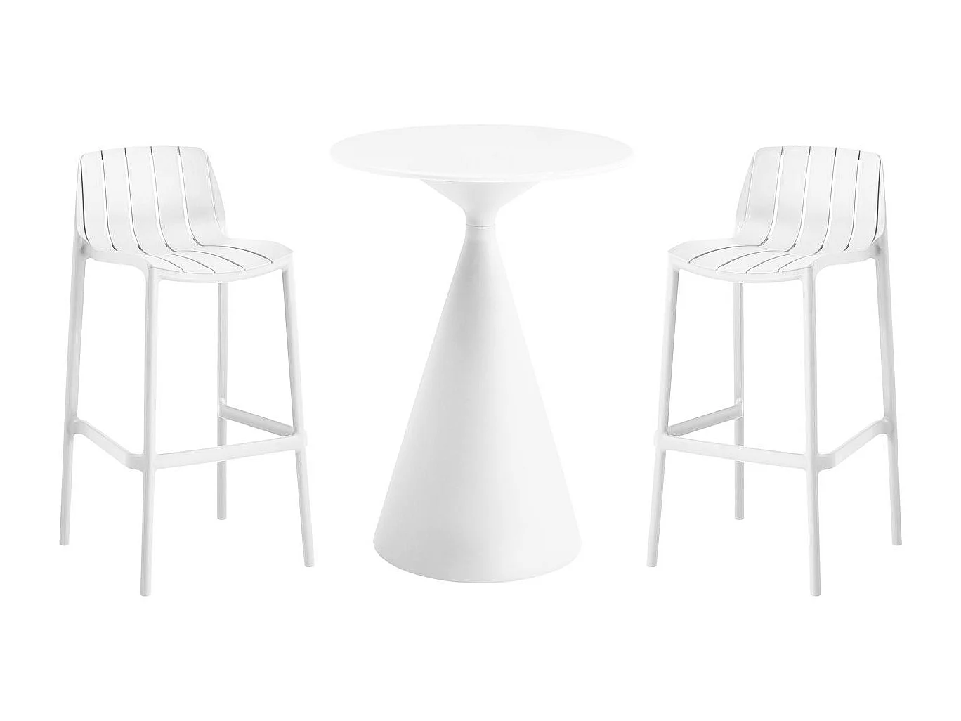 Table et chaises hautes de bistrot empilables "Vaena" - 2 places - Blanc