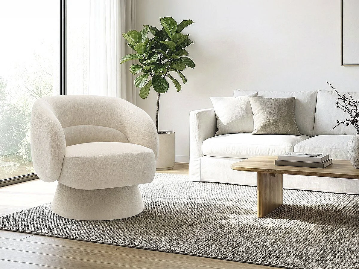 Poltrona girevole "Franklin" in spugna - 74 x 75 x 75 cm - Beige