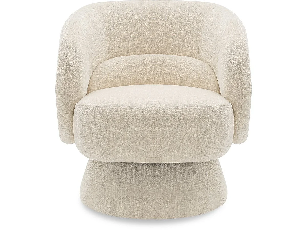 Fauteuil pivotant en tissu bouclette "Franklin" - 74 x 75 x 75 cm - Beige