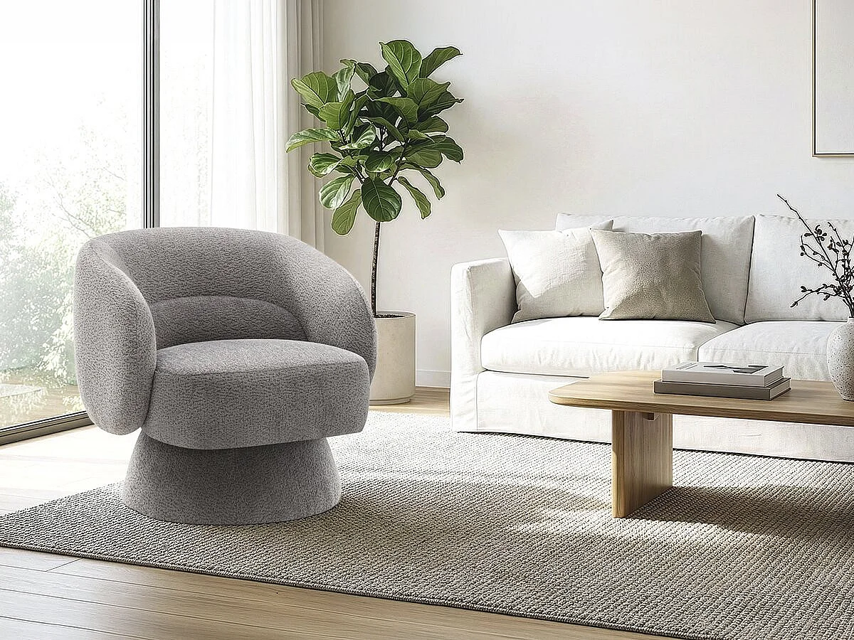 Poltrona girevole "Franklin" in spugna - 74 x 75 x 75 cm - Grigio