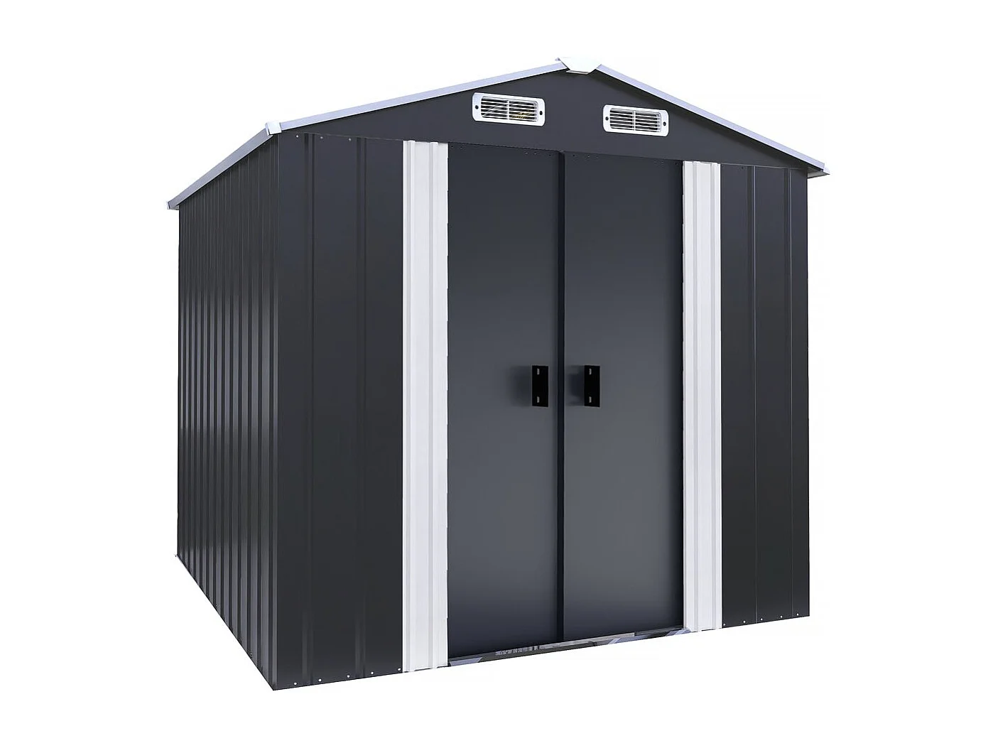Abri de jardin métal gris Boston 4,12 m² avec porte coulissante et ventilation intégrée