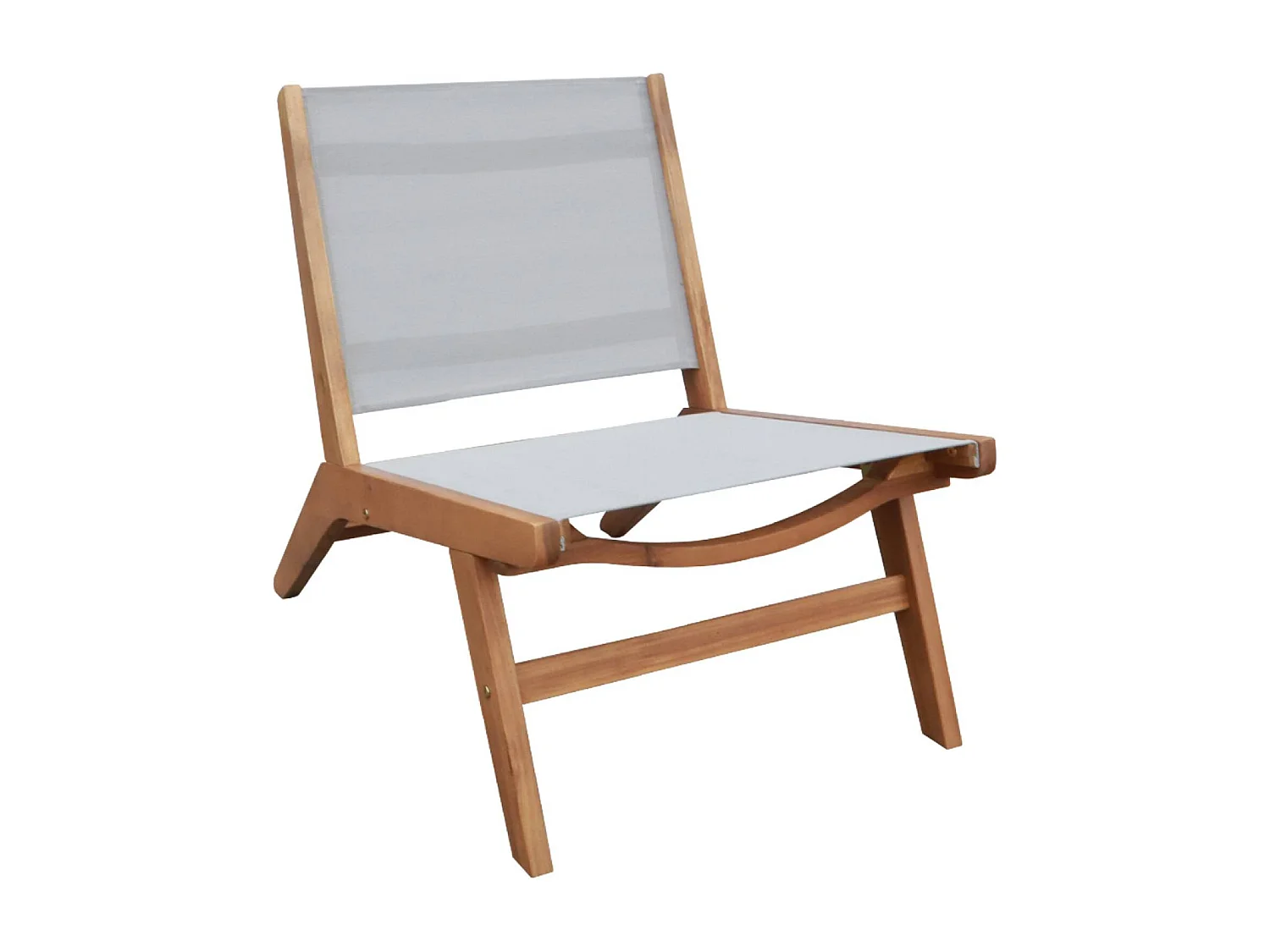 Lot de 2 fauteuils relax bois d'acacia et textilène gris - Madera