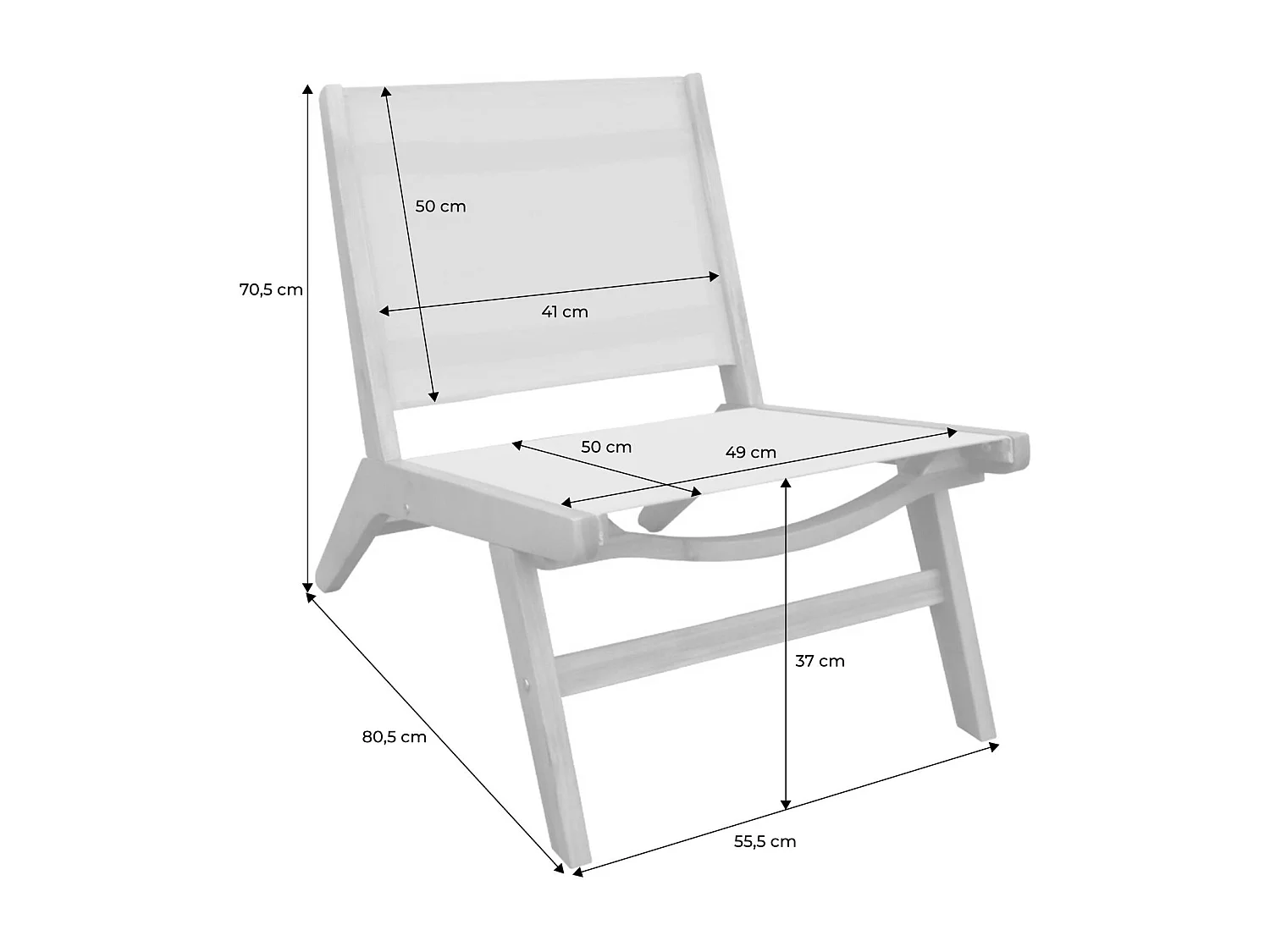 Lot de 2 fauteuils relax bois d'acacia et textilène gris - Madera