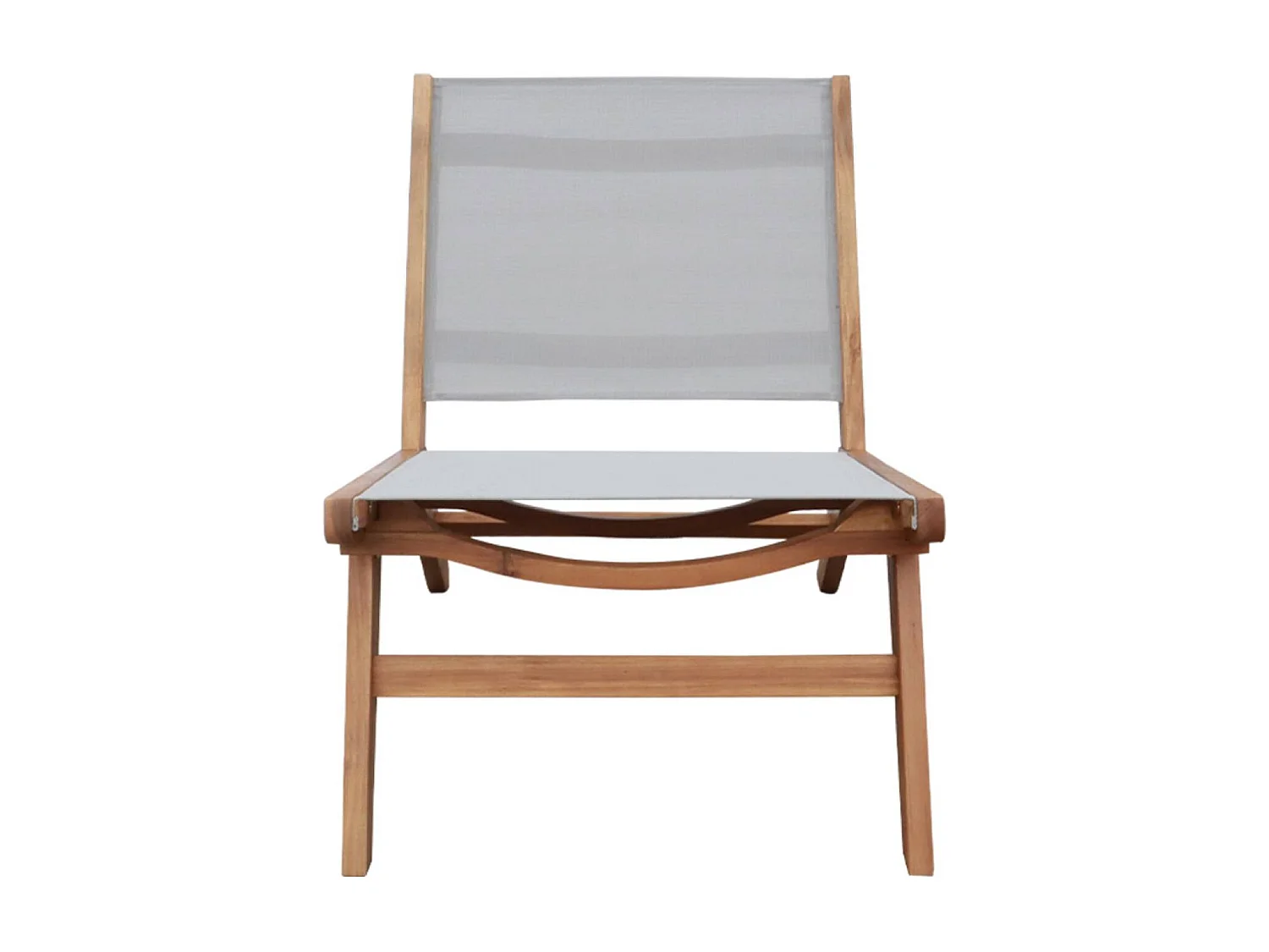 Lot de 2 fauteuils relax bois d'acacia et textilène gris - Madera