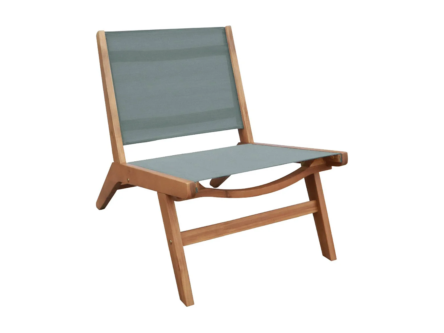 Lot de 2 fauteuils relax bois d'acacia et textilène kaki - Madera