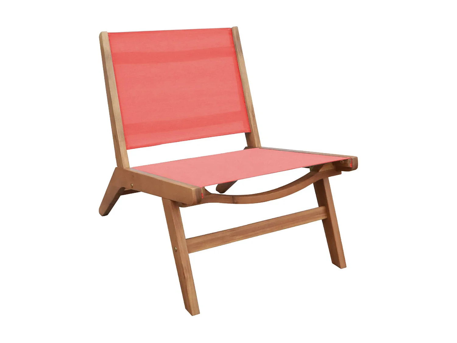 Lot de 2 fauteuils relax bois d'acacia et textilène terracotta - Madera