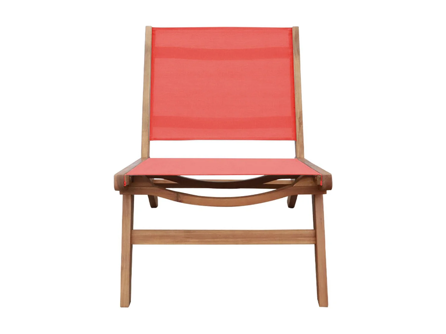 Lot de 2 fauteuils relax bois d'acacia et textilène terracotta - Madera