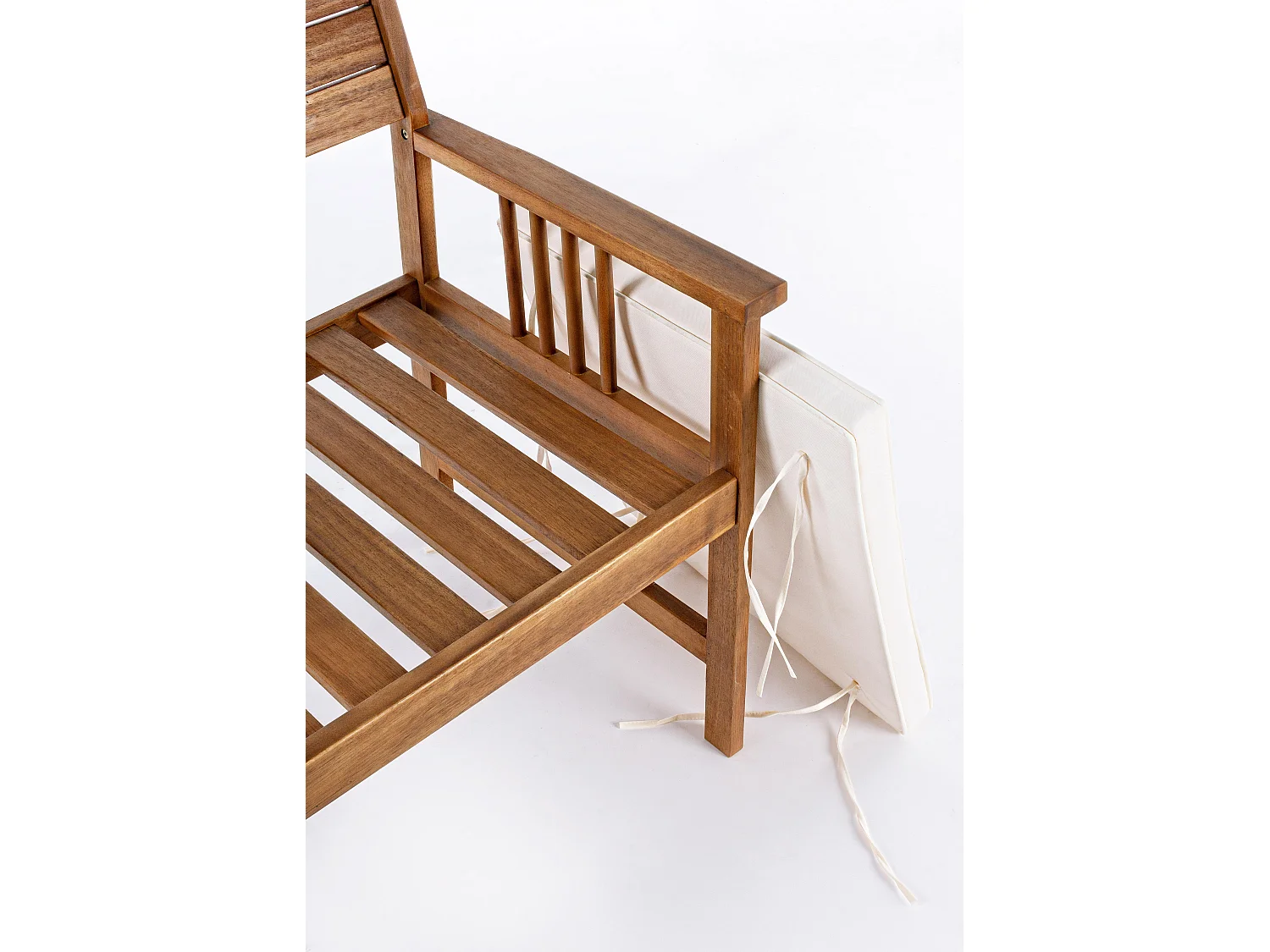 Salon de jardin NOEMI – Boi d’acacia huilé & écru - Canapé & 2 fauteuil & table bae