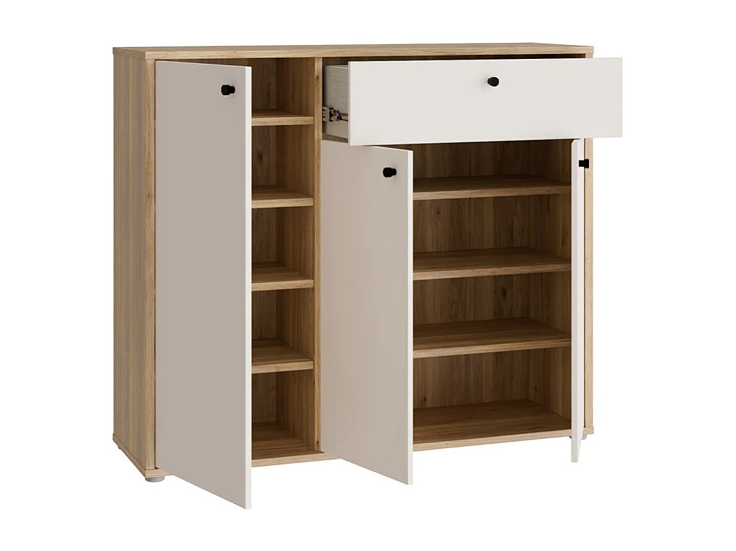 Meuble d'entrée L. 113 cm décor bois de chêne et sable - TIAGO