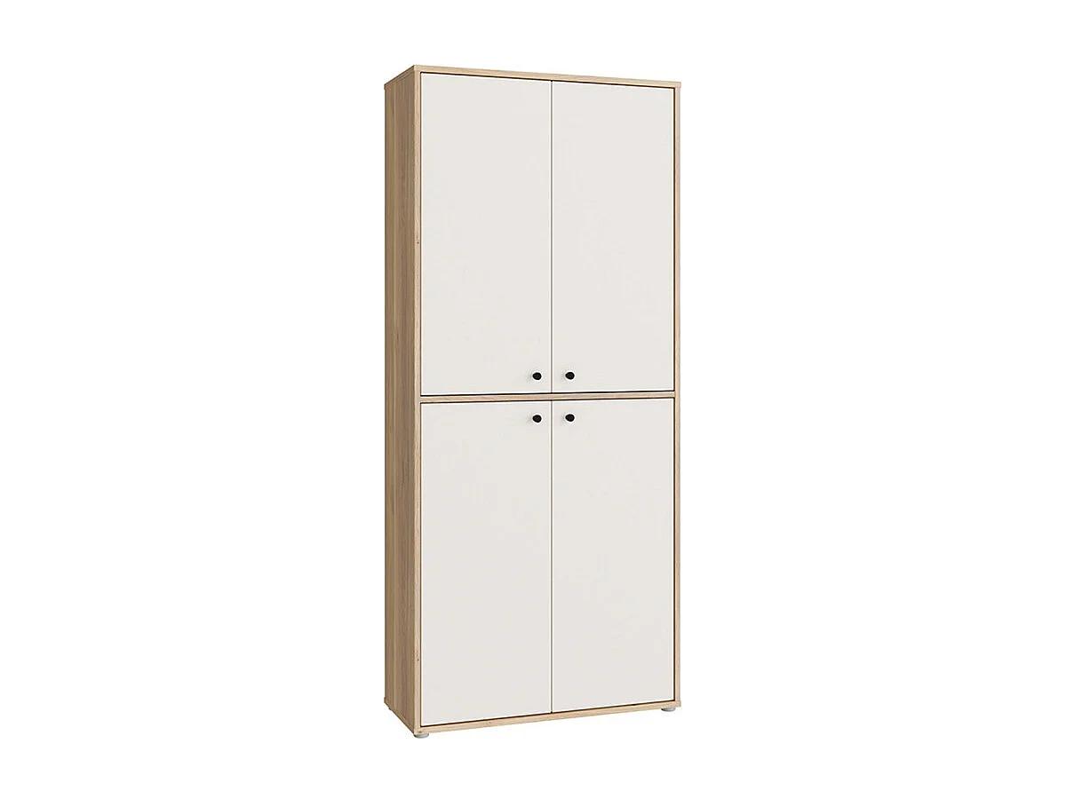 Grand meuble à chaussures H. 191 cm décor bois de chêne et sable - TIAGO