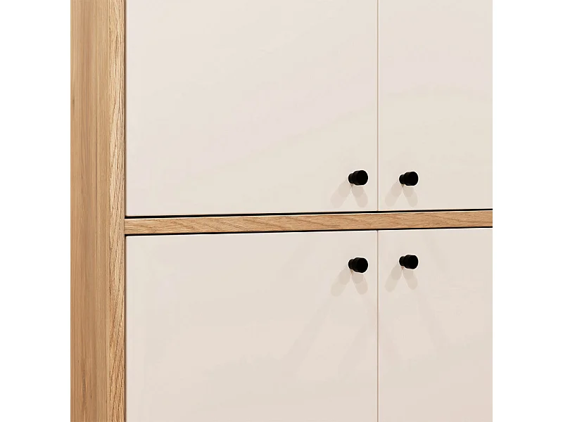 Grand meuble à chaussures H. 191 cm décor bois de chêne et sable - TIAGO