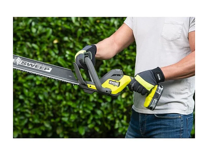 Cortasetos inalámbrico RYOBI ONE+ 18V, cuchillas de doble acción 55 cm, separación 24 mm, diseño ergonómico, sin batería ni cargador