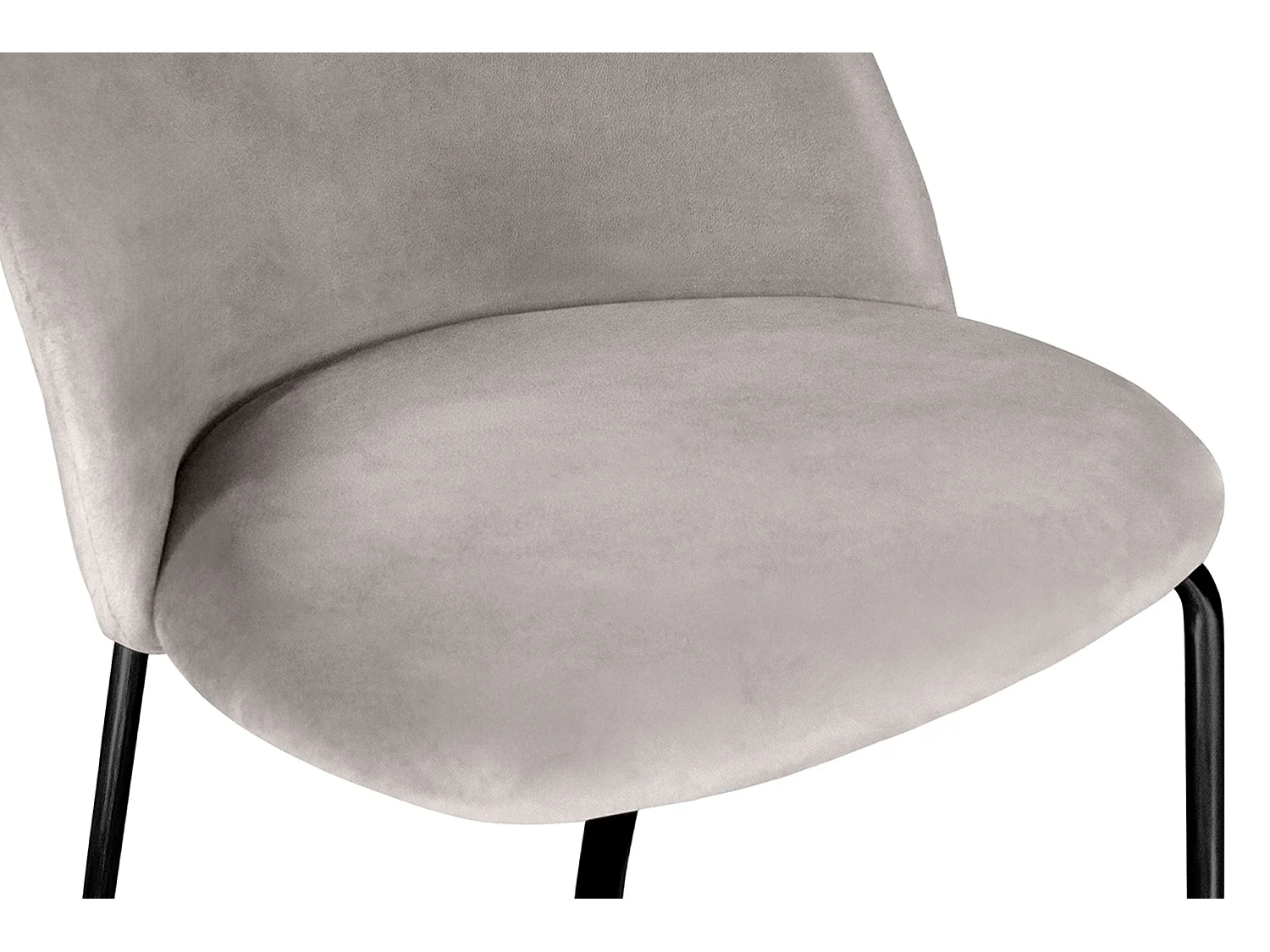 Sedia da pranzo imbottita in velluto tortora piede metallo nero – Nicole (2 Pz)