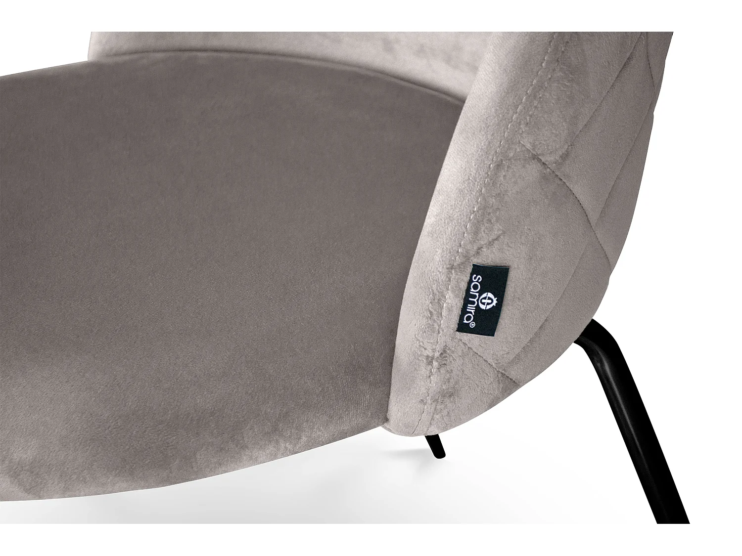 Sedia da pranzo imbottita in velluto tortora piede metallo nero – Nicole (2 Pz)