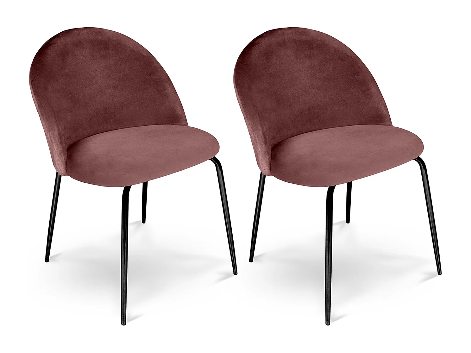 Sedia da pranzo imbottita in velluto rosso mattone piede metallo nero – Nicole (2 Pz)