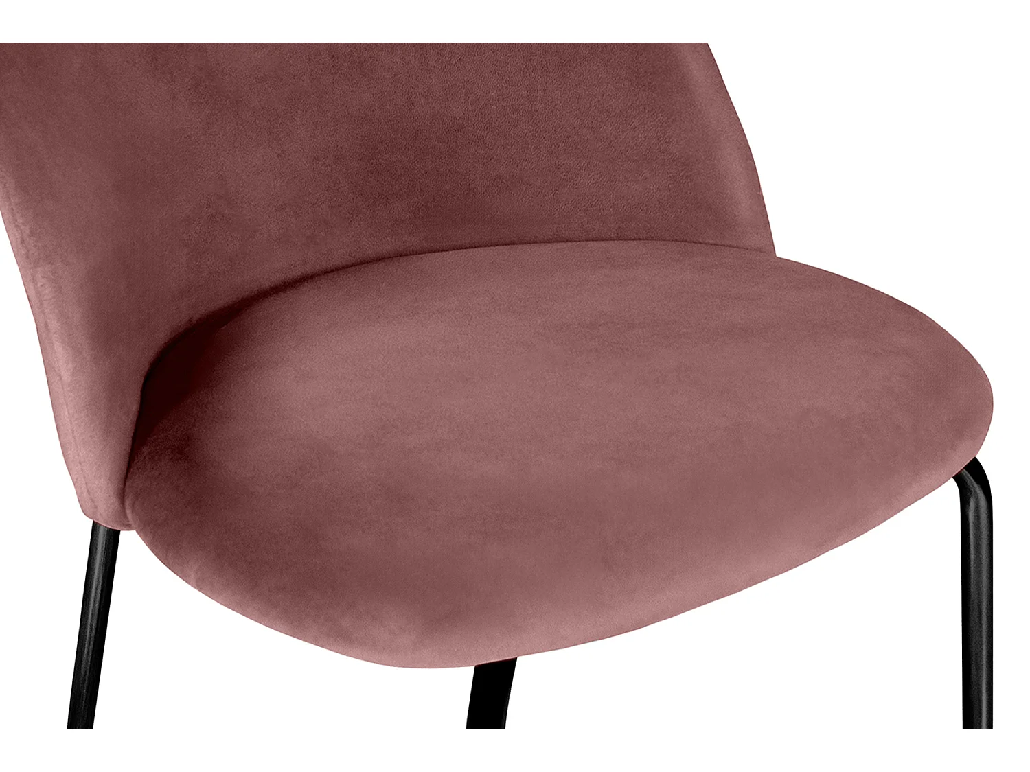 Sedia da pranzo imbottita in velluto rosso mattone piede metallo nero – Nicole (2 Pz)