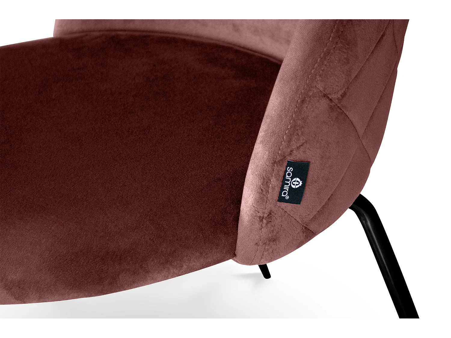 Sedia da pranzo imbottita in velluto rosso mattone piede metallo nero – Nicole (2 Pz)