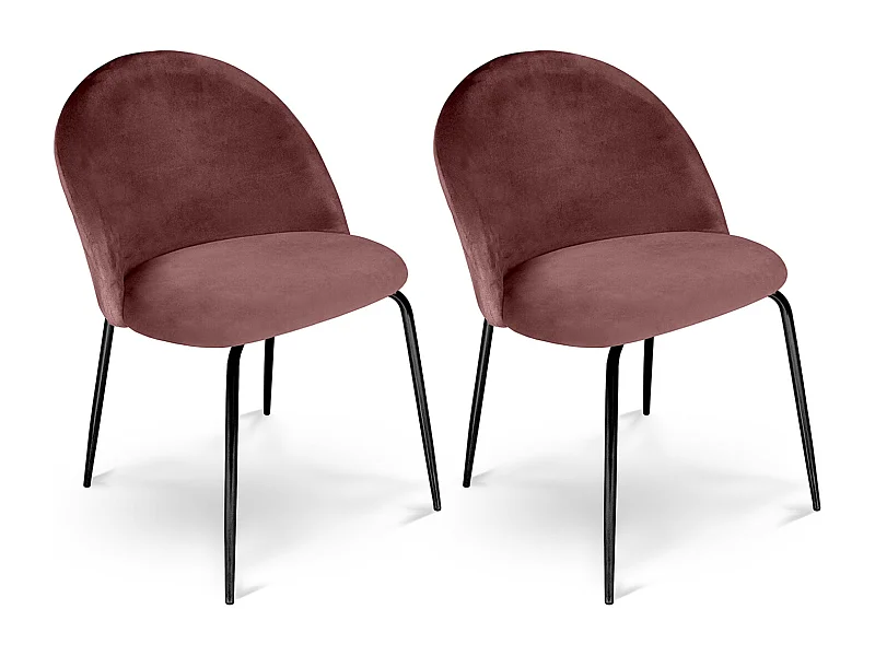 Sedia da pranzo imbottita in velluto rosso mattone piede metallo nero – Nicole (2 Pz)
