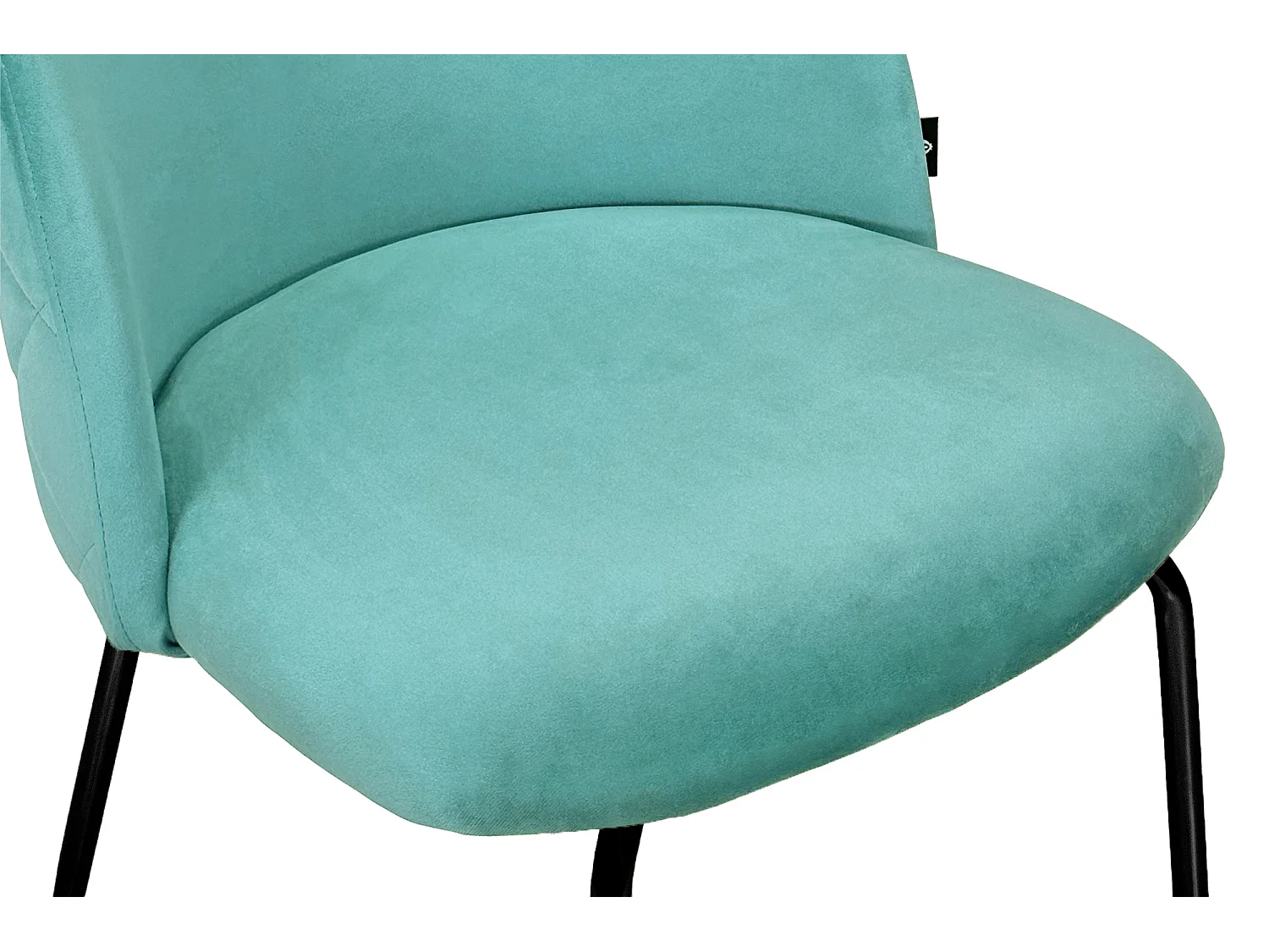 Sedia da pranzo imbottita in velluto verde tiffany piede metallo nero – Nicole (2 Pz)