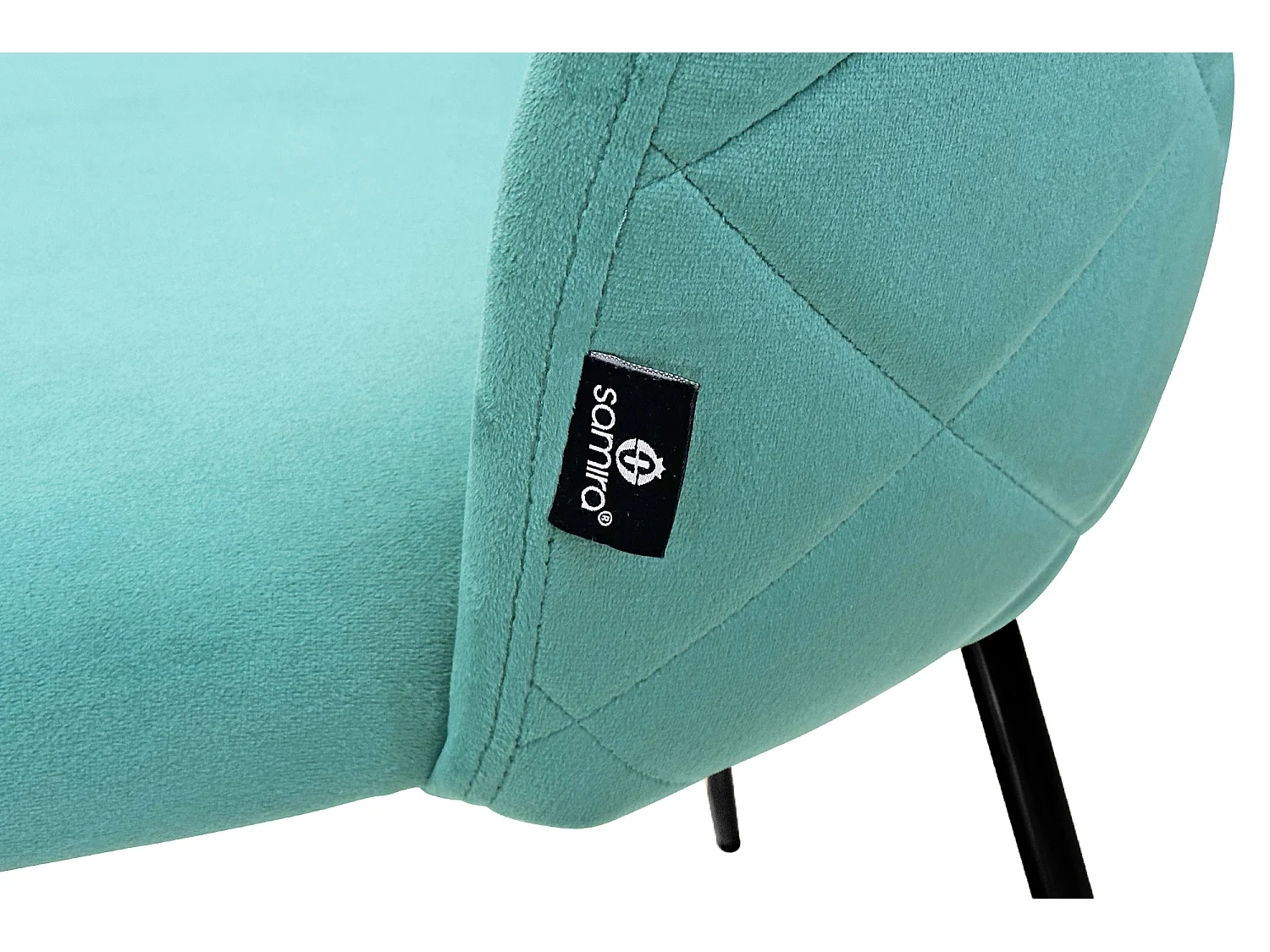 Sedia da pranzo imbottita in velluto verde tiffany piede metallo nero – Nicole (2 Pz)