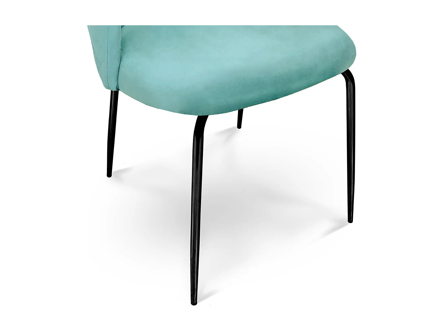 Sedia da pranzo imbottita in velluto verde tiffany piede metallo nero – Nicole (2 Pz)