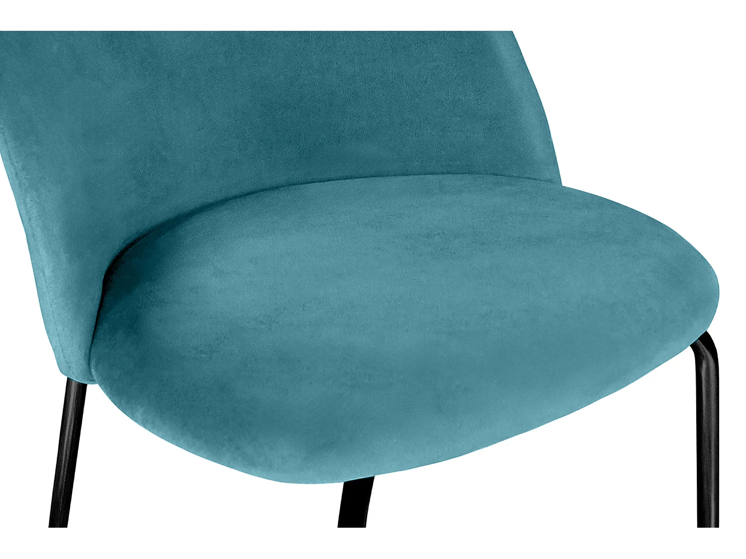 Sedia da pranzo imbottita in velluto verde petrolio piede metallo nero – Nicole (2 Pz)