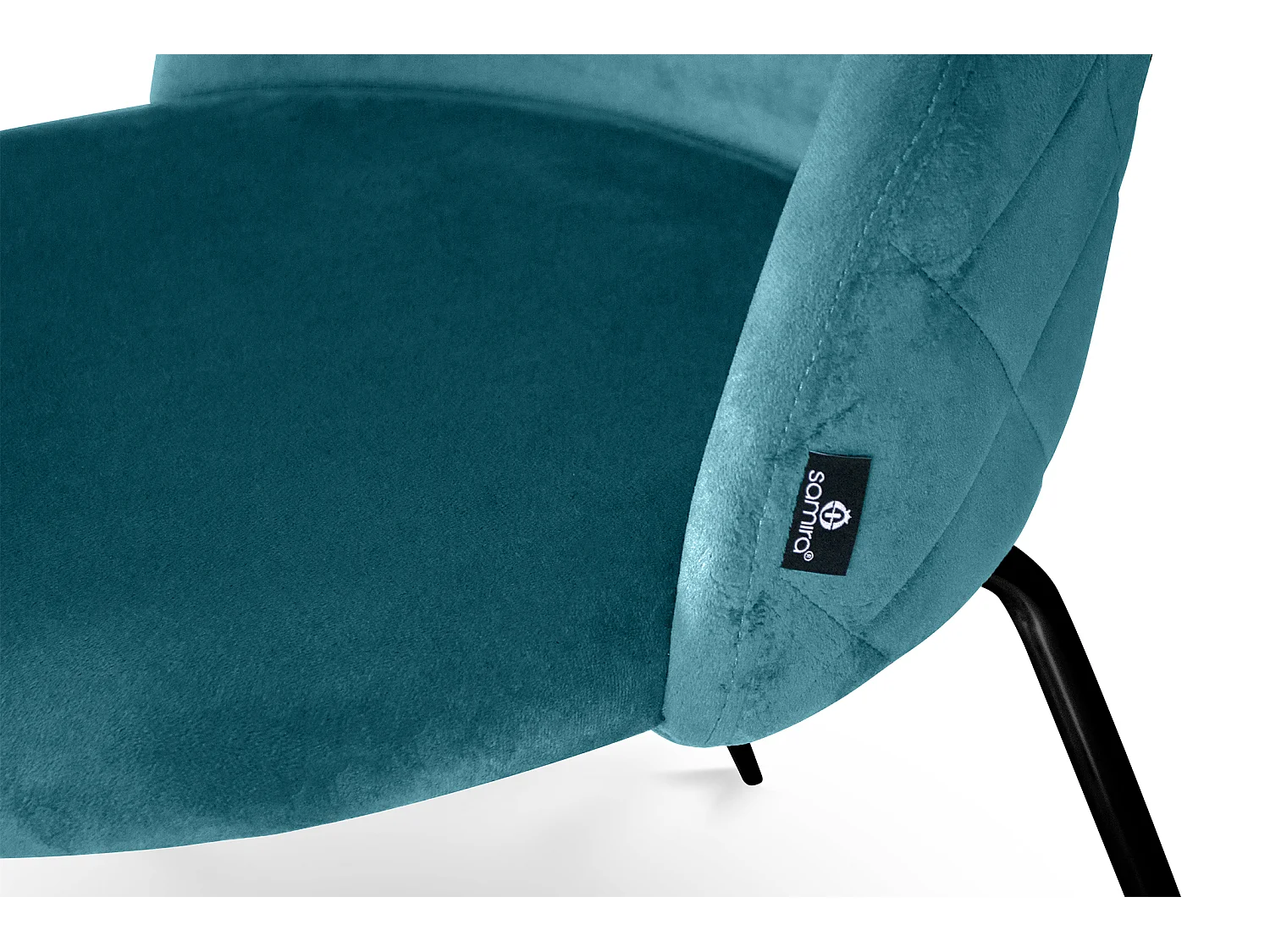 Sedia da pranzo imbottita in velluto verde petrolio piede metallo nero – Nicole (2 Pz)