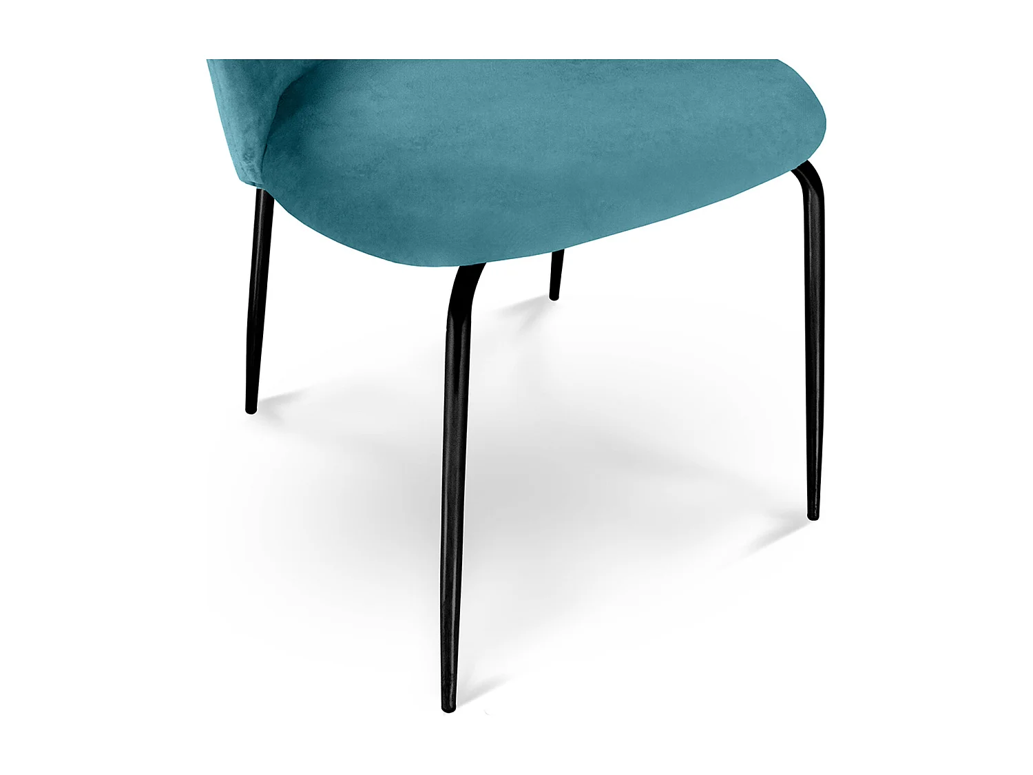 Sedia da pranzo imbottita in velluto verde petrolio piede metallo nero – Nicole (2 Pz)