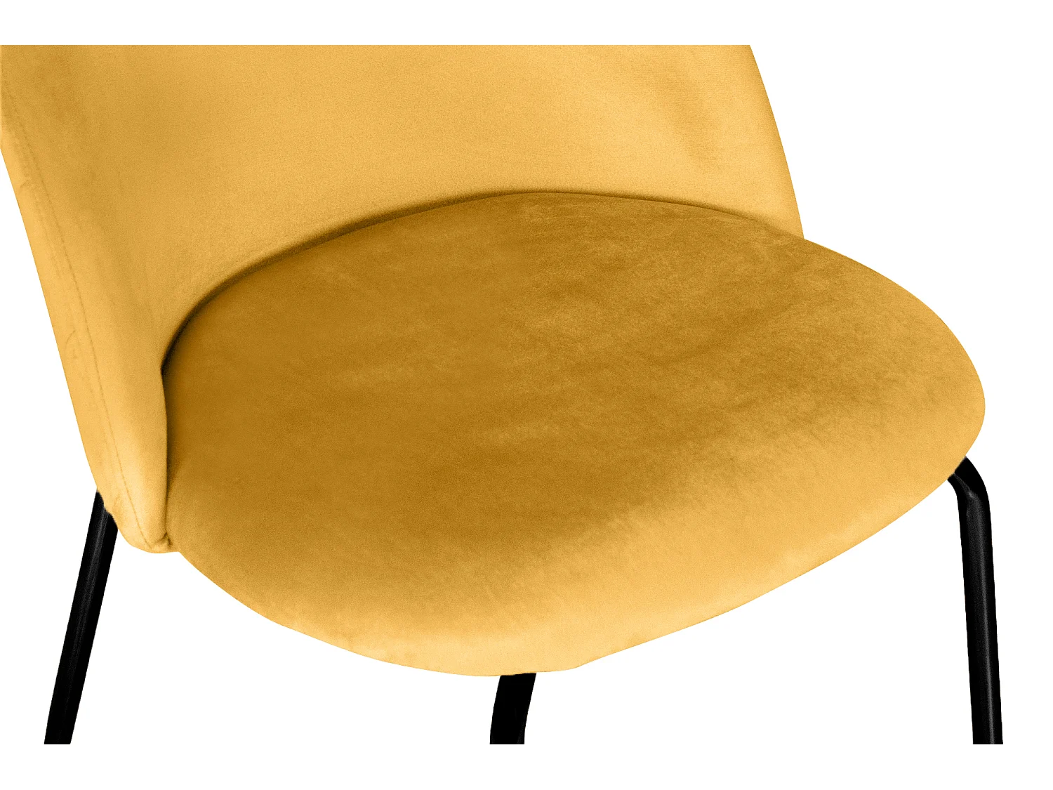Sedia da pranzo imbottita in velluto giallo senape piede metallo nero – Nicole (2 Pz)