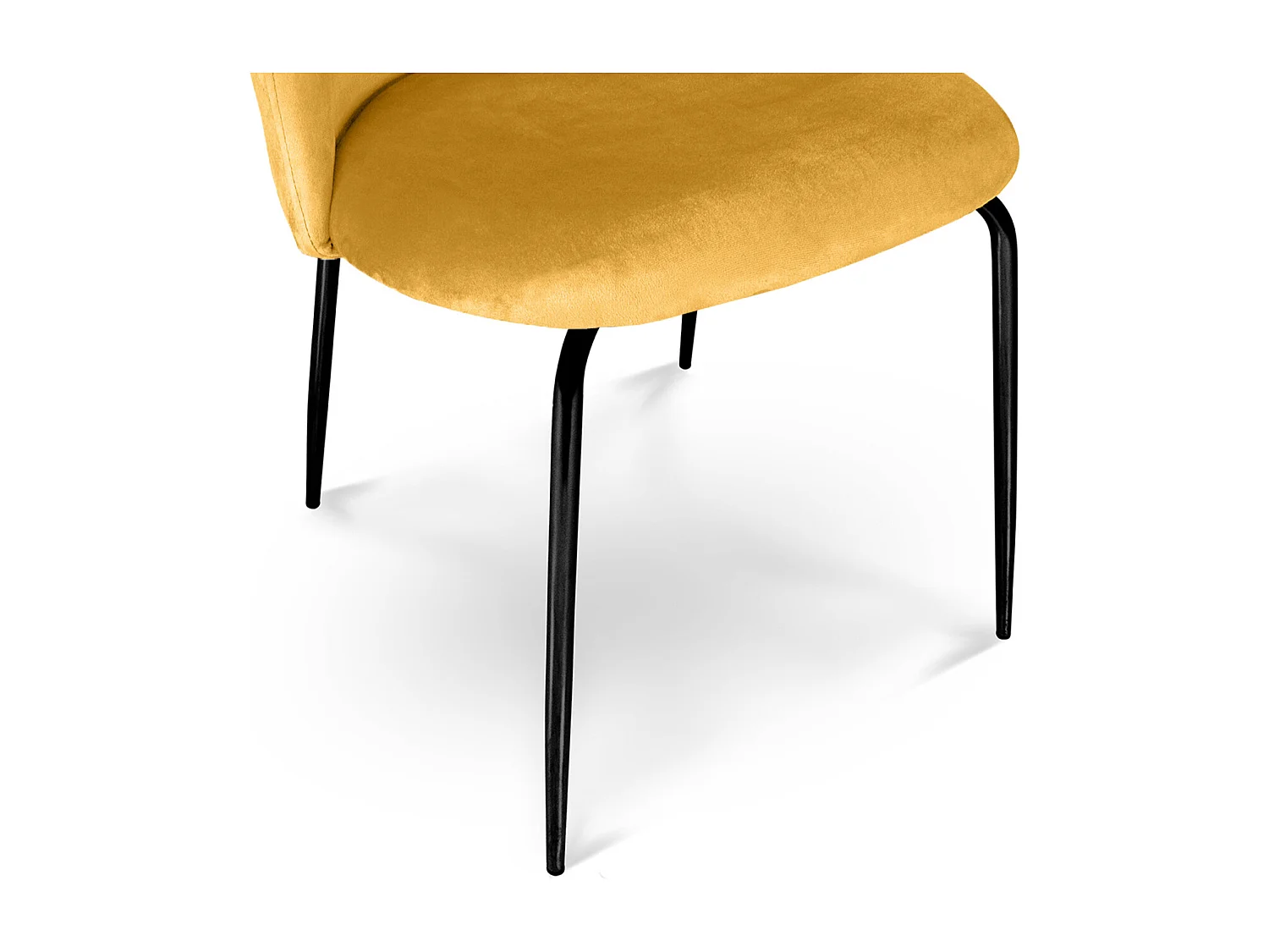 Sedia da pranzo imbottita in velluto giallo senape piede metallo nero – Nicole (2 Pz)