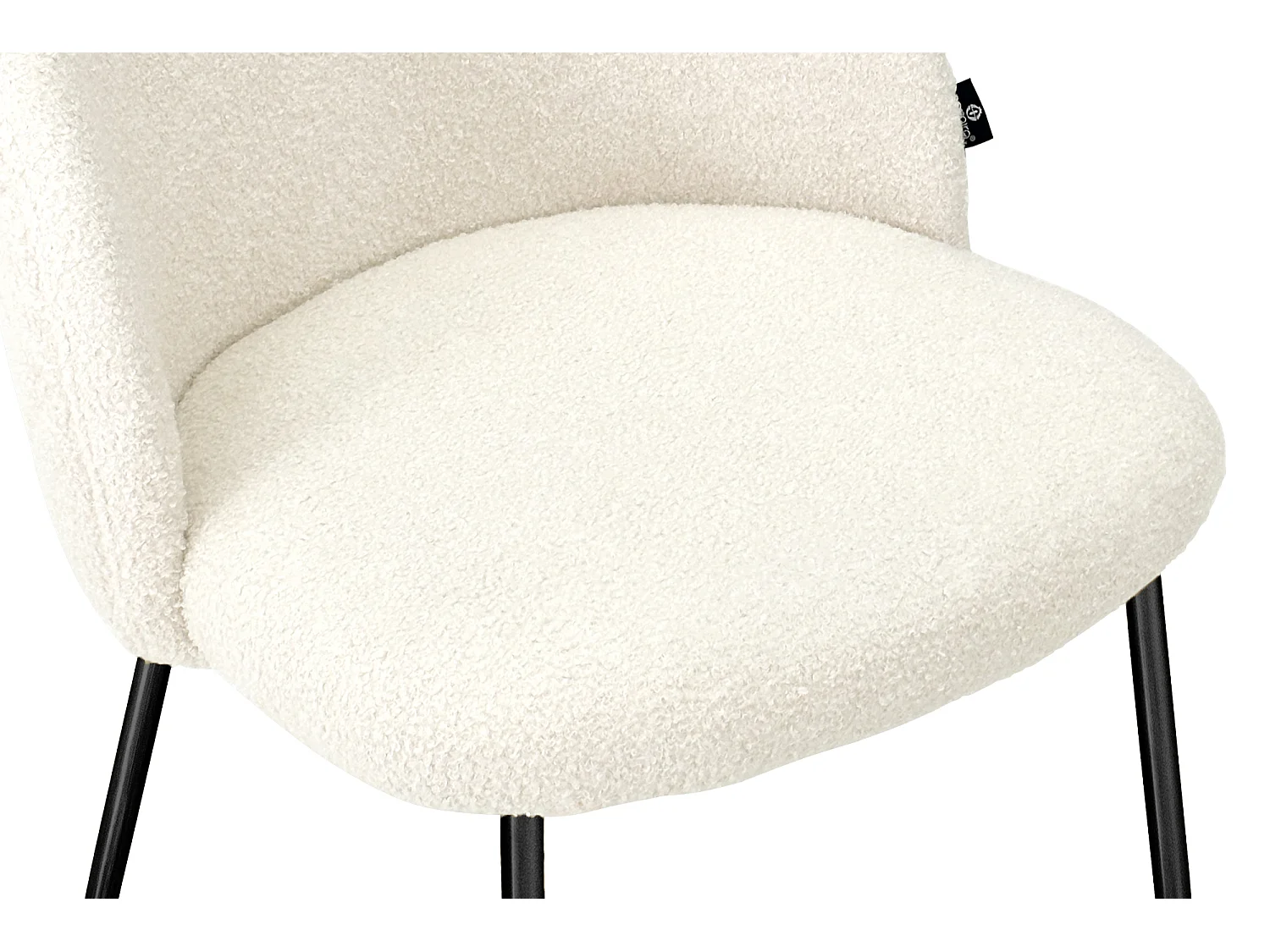 Sedia da pranzo imbottita in tessuto bouclé avorio piede metallo nero – Nicole (2 Pz)