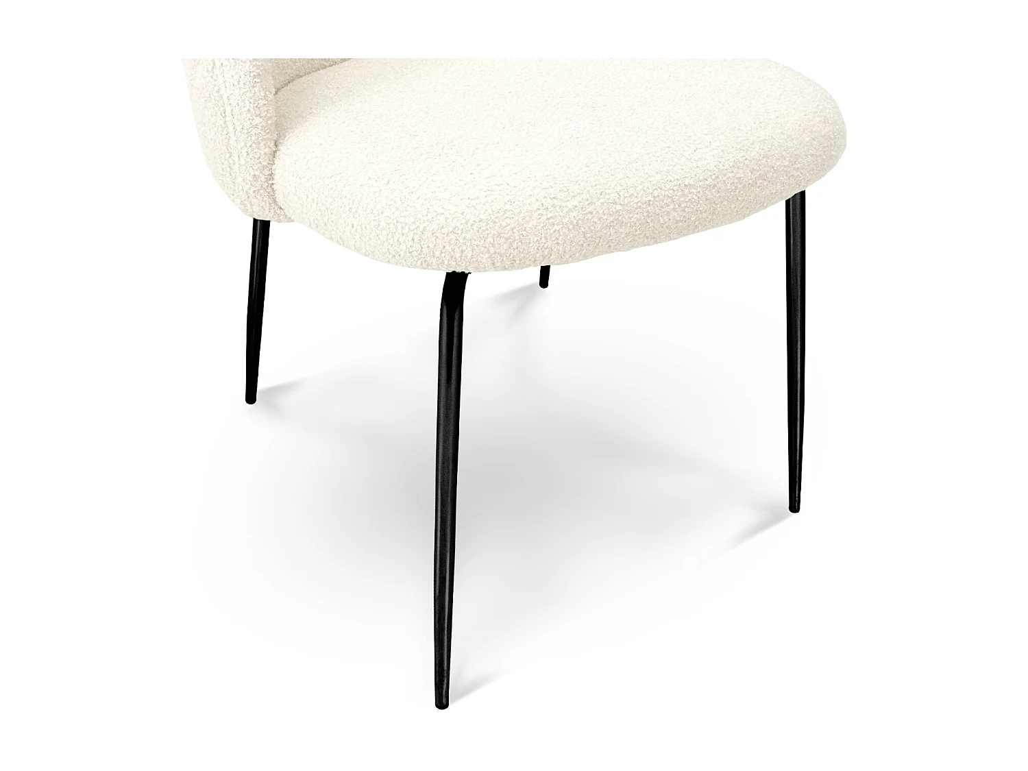 Sedia da pranzo imbottita in tessuto bouclé avorio piede metallo nero – Nicole (2 Pz)