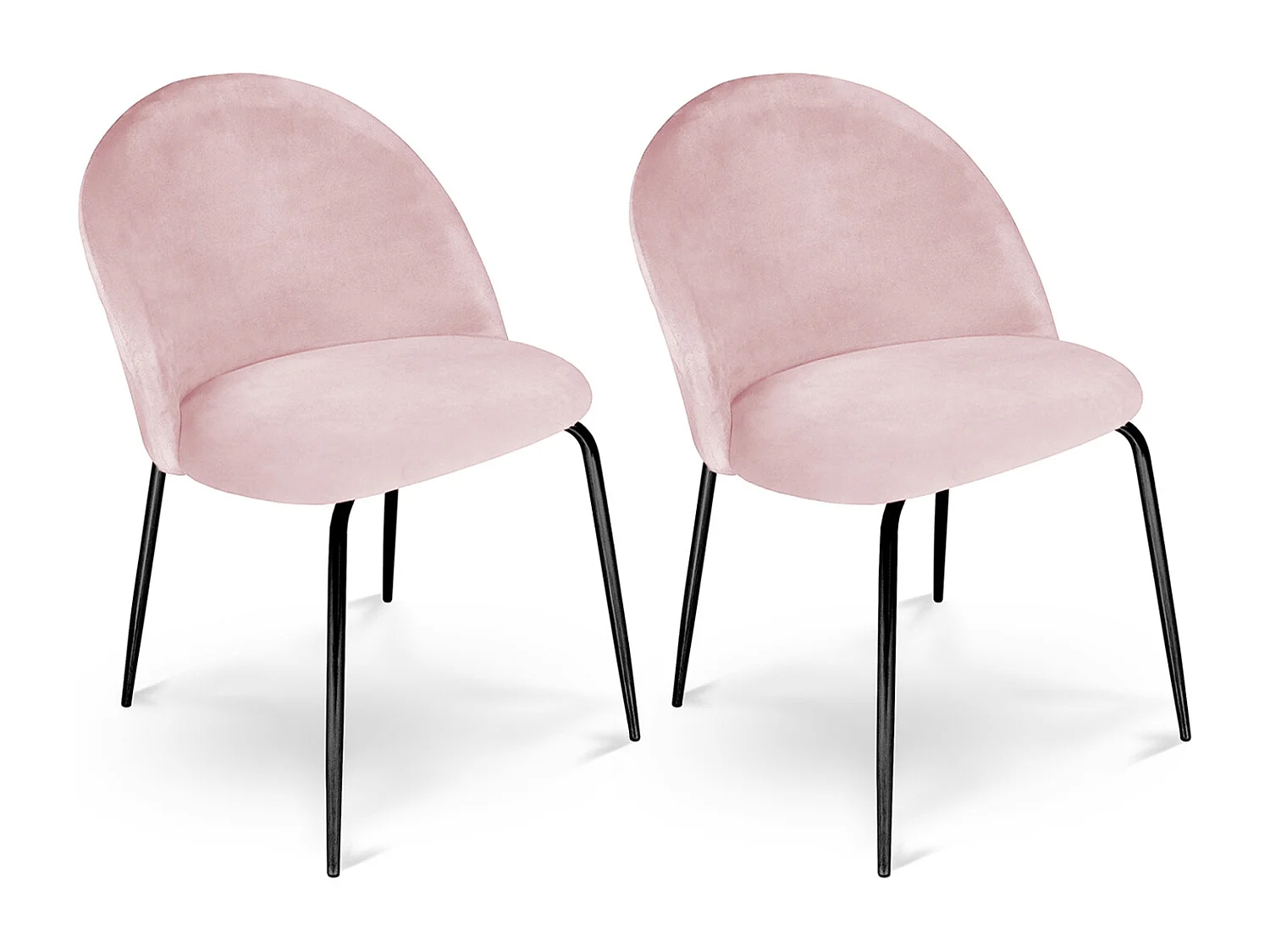Sedia da pranzo imbottita in velluto rosa piede metallo nero – Nicole (2 Pz)