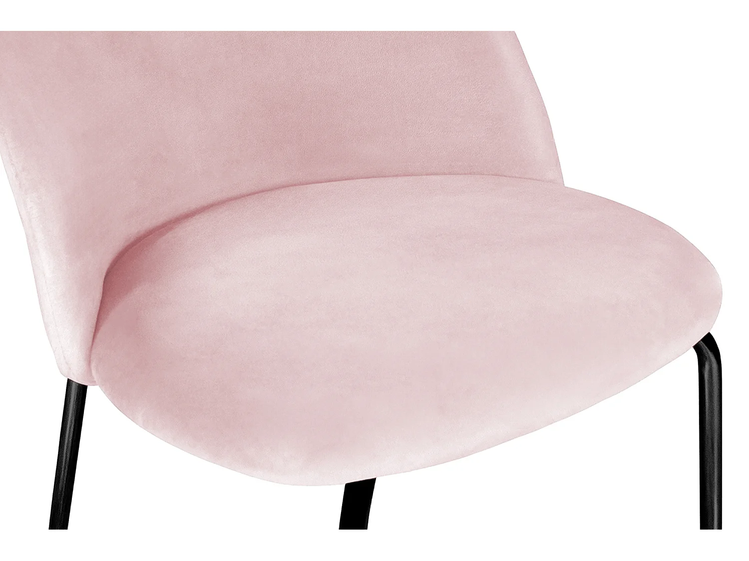 Sedia da pranzo imbottita in velluto rosa piede metallo nero – Nicole (2 Pz)