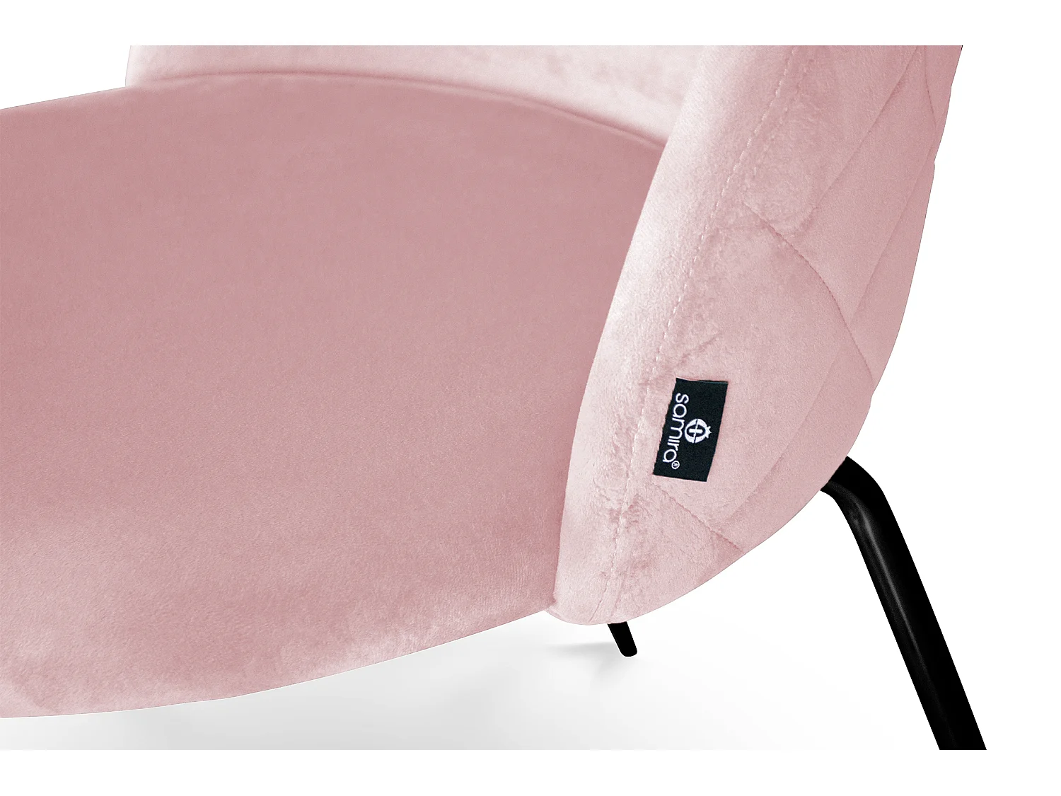 Sedia da pranzo imbottita in velluto rosa piede metallo nero – Nicole (2 Pz)