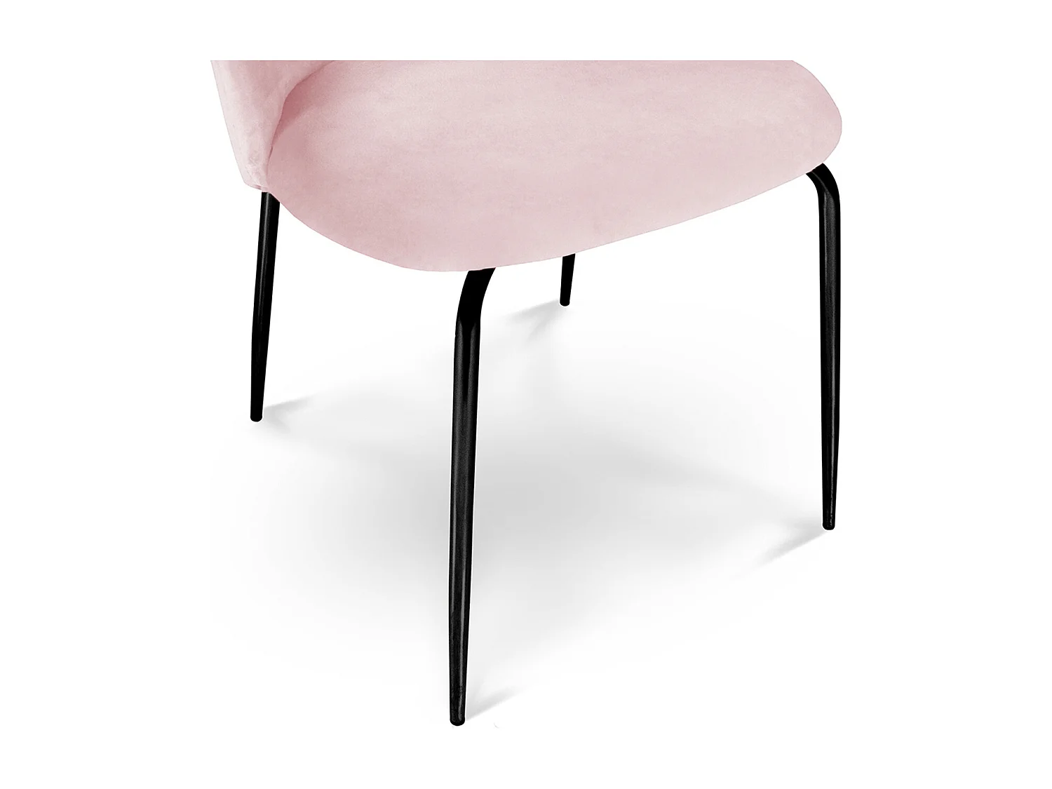 Sedia da pranzo imbottita in velluto rosa piede metallo nero – Nicole (2 Pz)