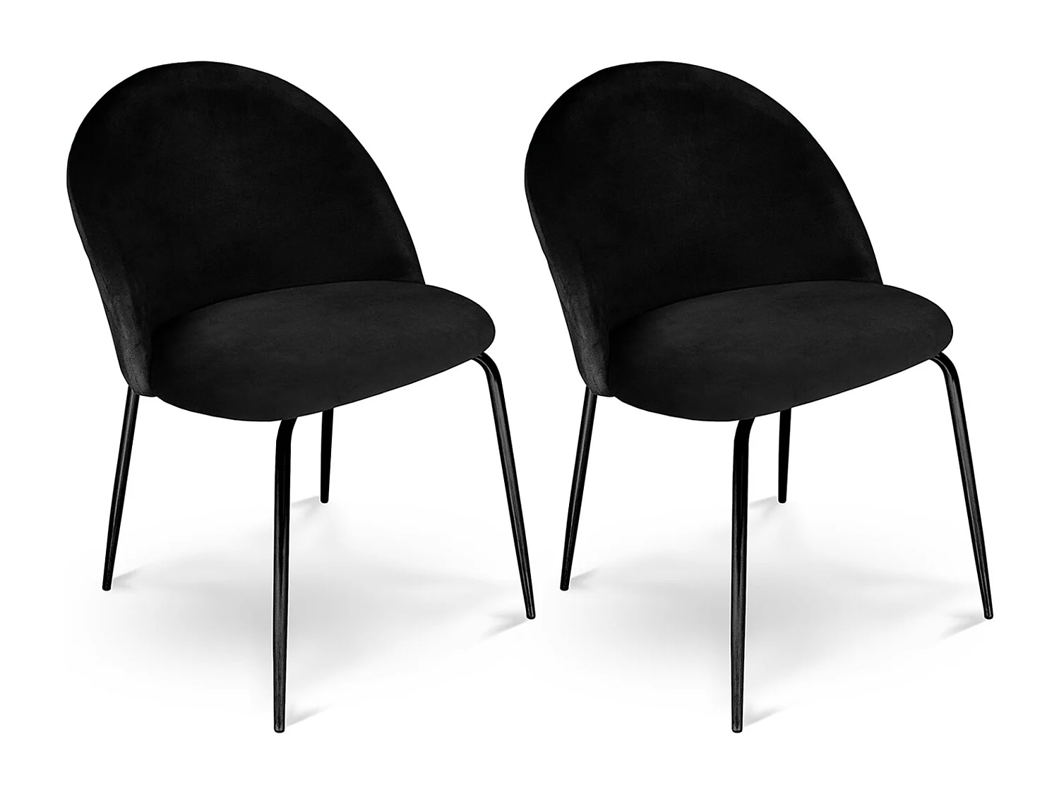 Sedia da pranzo imbottita in velluto nero piede metallo nero – Nicole (2 Pz)