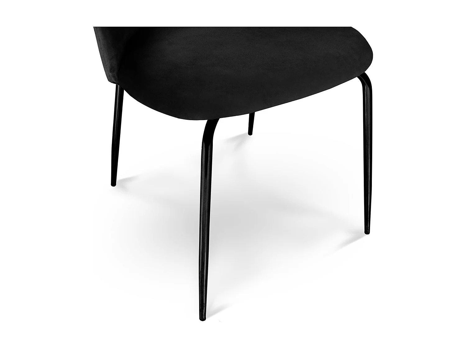 Sedia da pranzo imbottita in velluto nero piede metallo nero – Nicole (2 Pz)