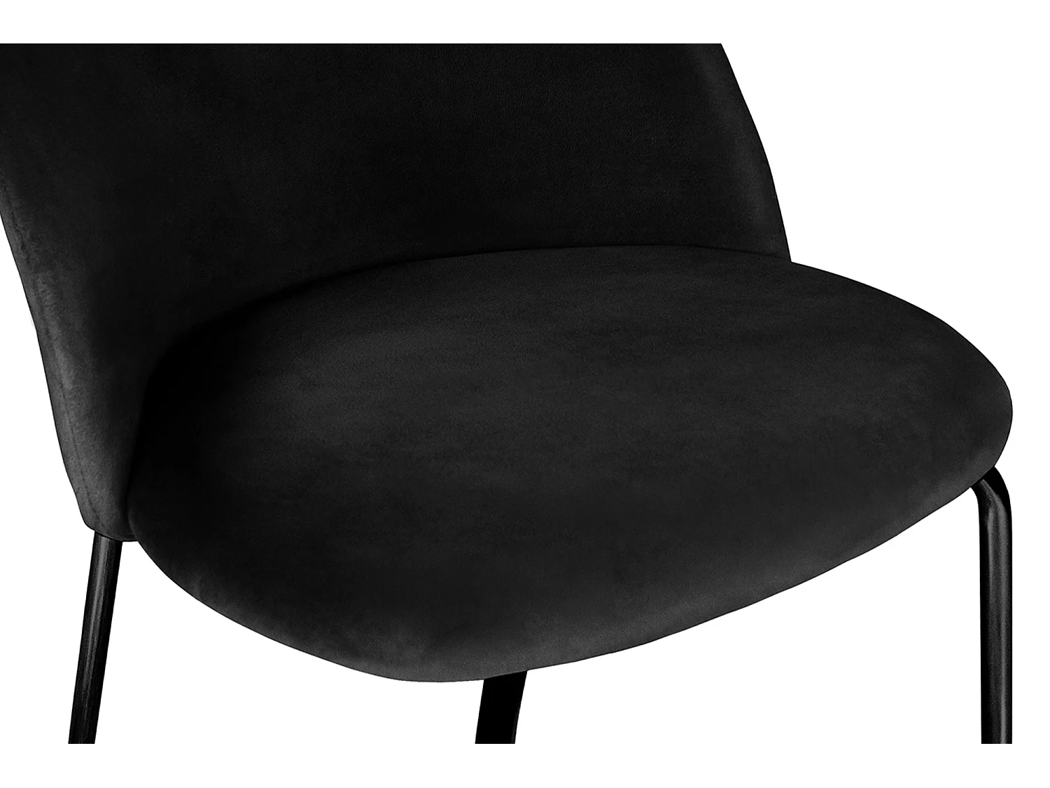 Sedia da pranzo imbottita in velluto nero piede metallo nero – Nicole (2 Pz)