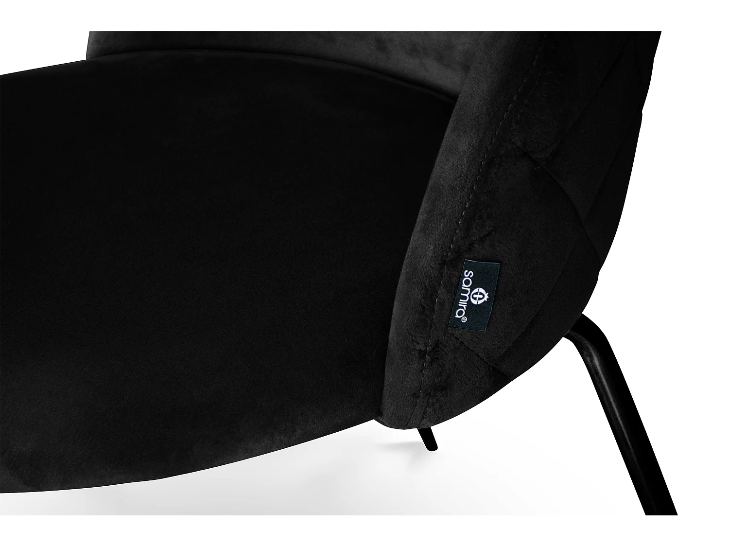 Sedia da pranzo imbottita in velluto nero piede metallo nero – Nicole (2 Pz)