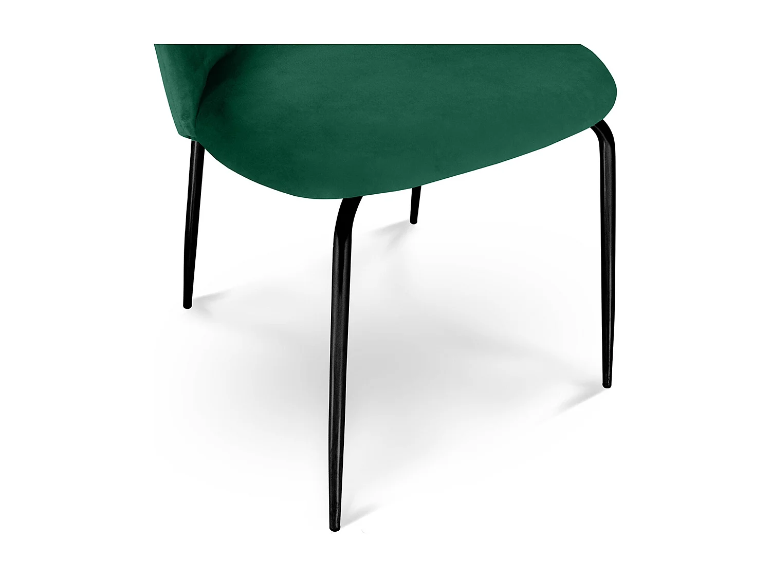 Sedia da pranzo imbottita in velluto verde scuro piede metallo nero – Nicole (2 Pz)