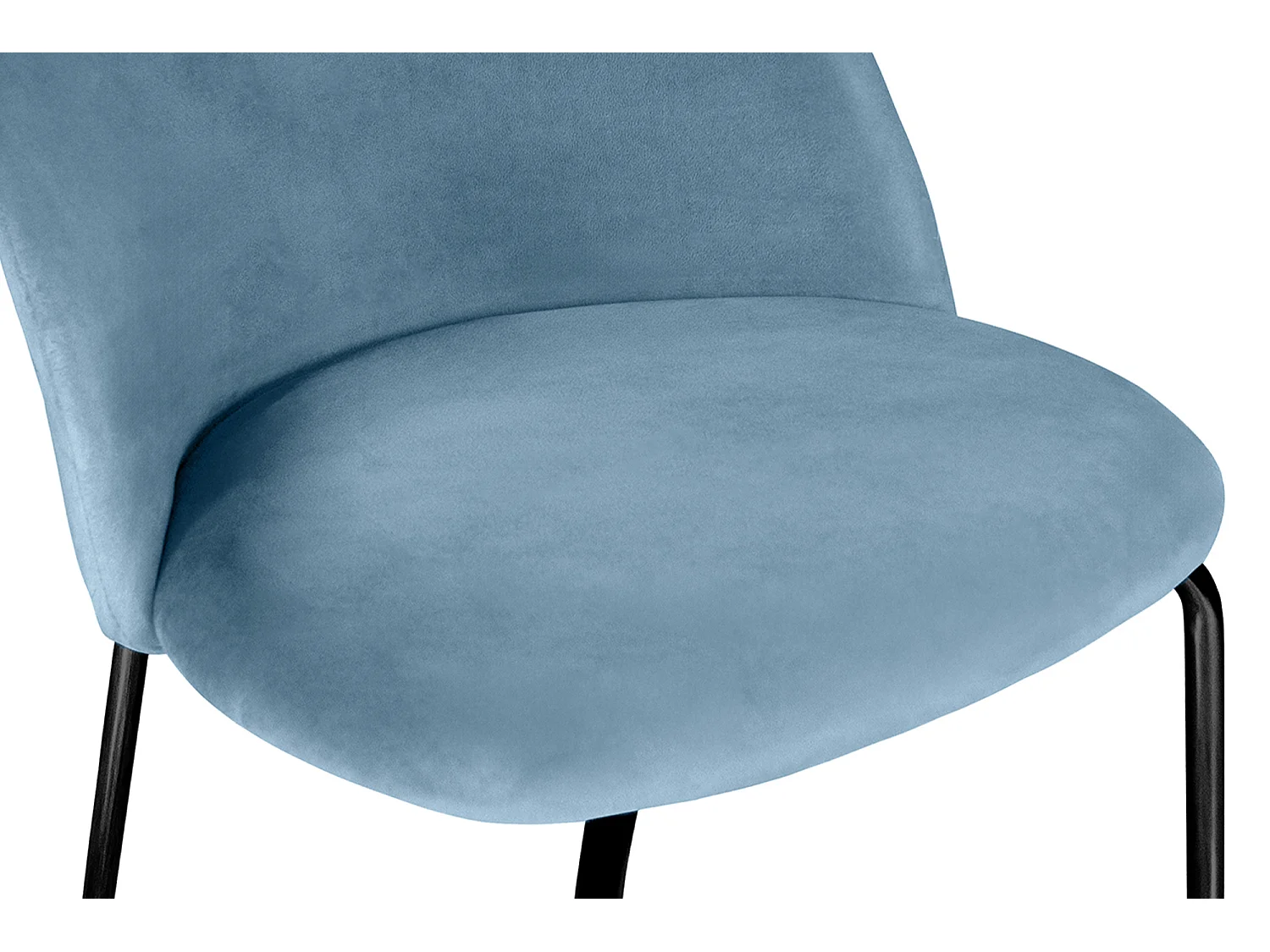 Sedia da pranzo imbottita in velluto carta da zucchero piede metallo nero – Nicole (2 Pz)