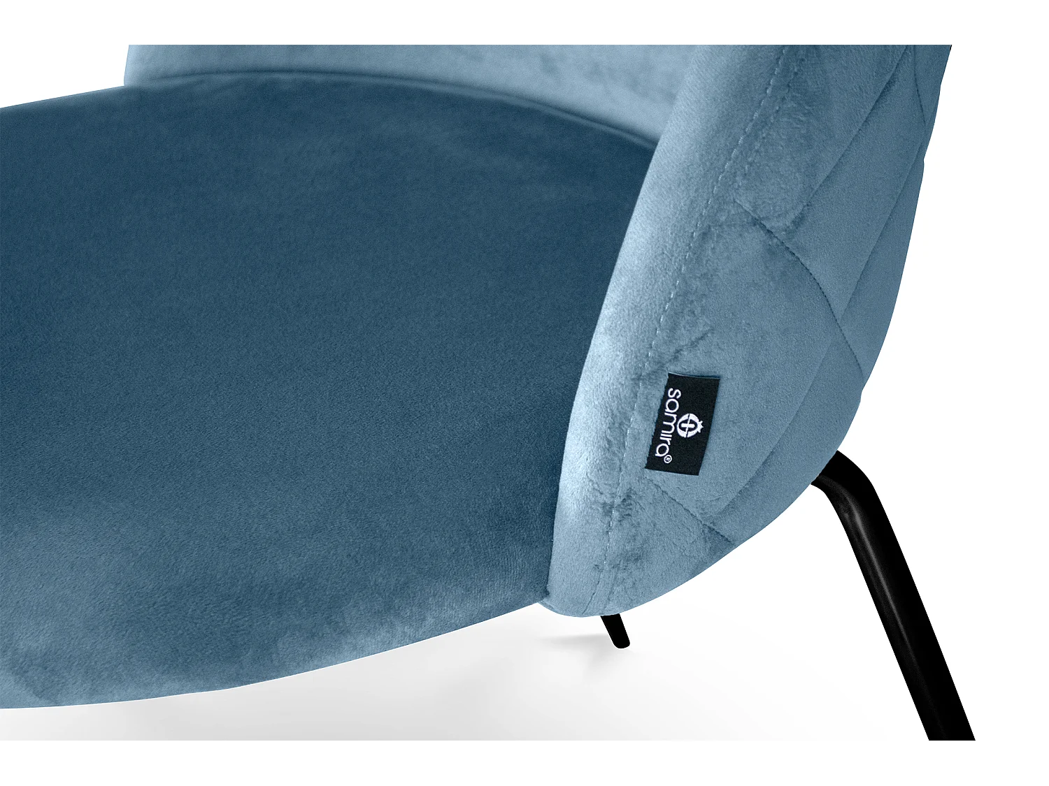 Sedia da pranzo imbottita in velluto carta da zucchero piede metallo nero – Nicole (2 Pz)