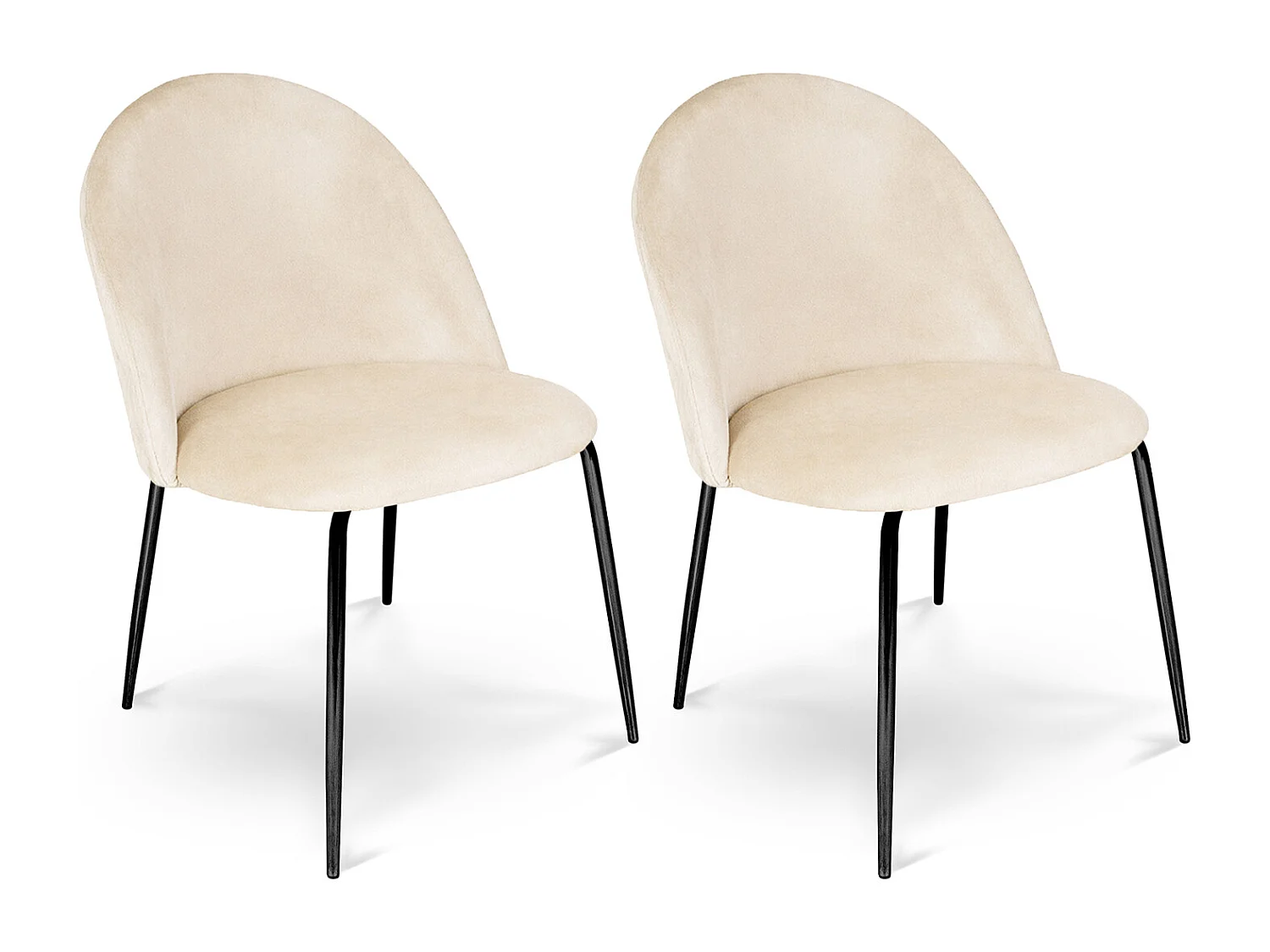 Sedia da pranzo imbottita in velluto beige piede metallo nero – Nicole (2 Pz)