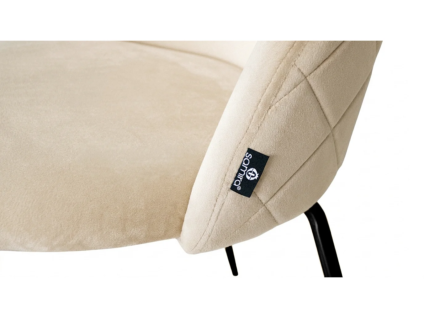 Sedia da pranzo imbottita in velluto beige piede metallo nero – Nicole (2 Pz)