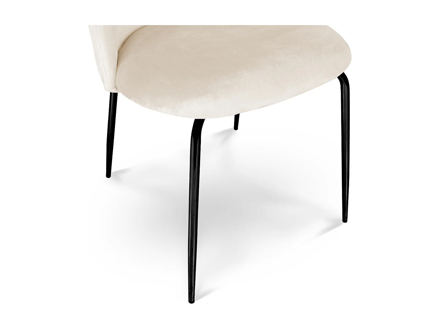 Sedia da pranzo imbottita in velluto beige piede metallo nero – Nicole (2 Pz)