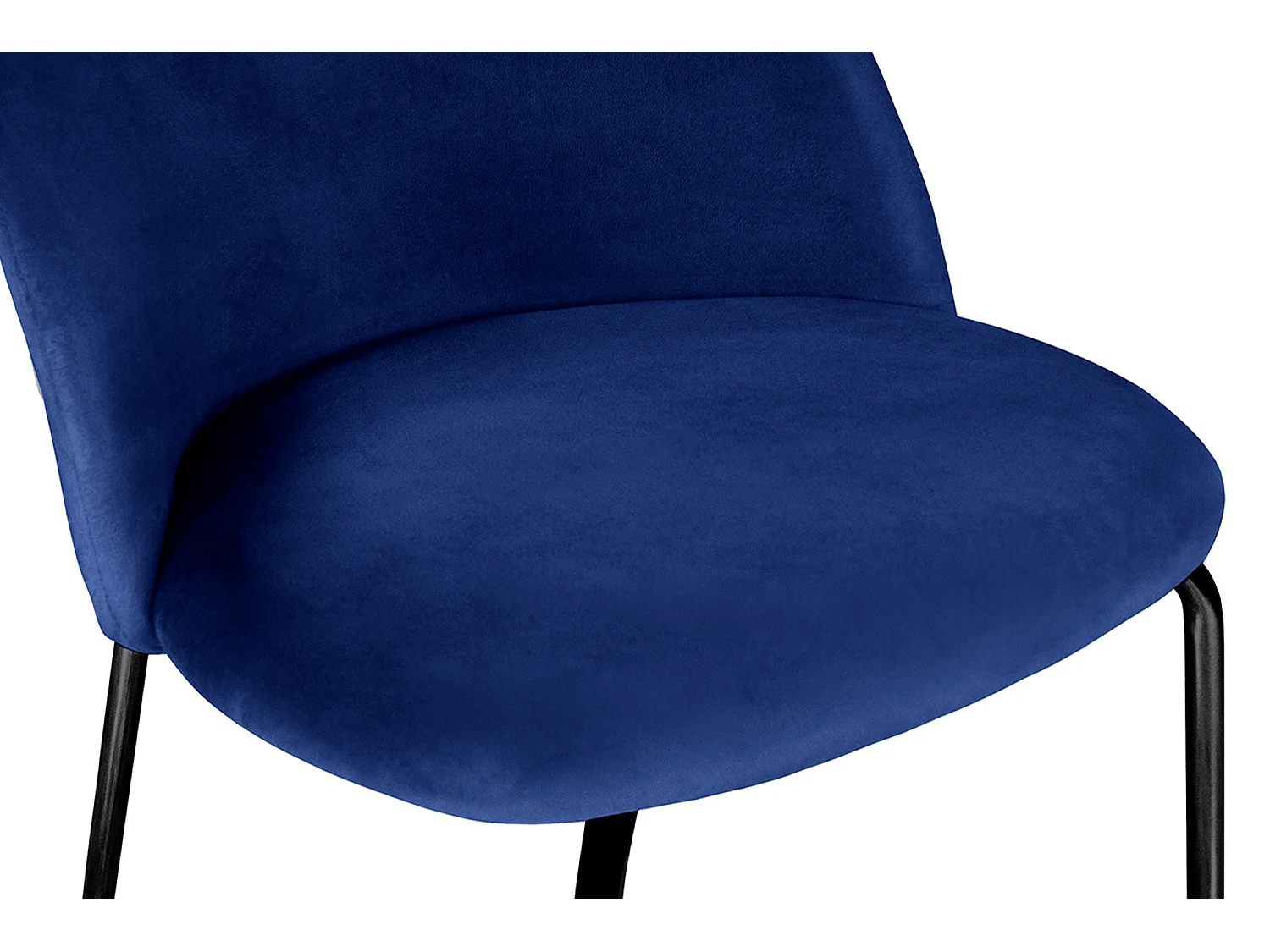 Sedia da pranzo imbottita in velluto blu piede metallo nero – Nicole (2 Pz)