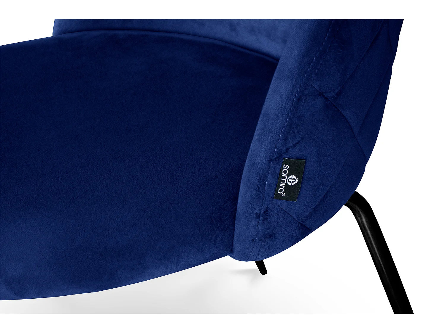 Sedia da pranzo imbottita in velluto blu piede metallo nero – Nicole (2 Pz)